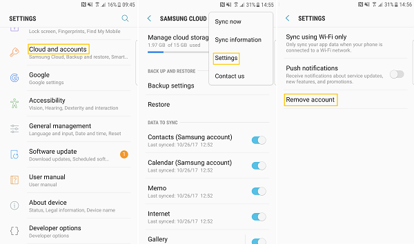 eliminar cuenta de Samsung Cloud