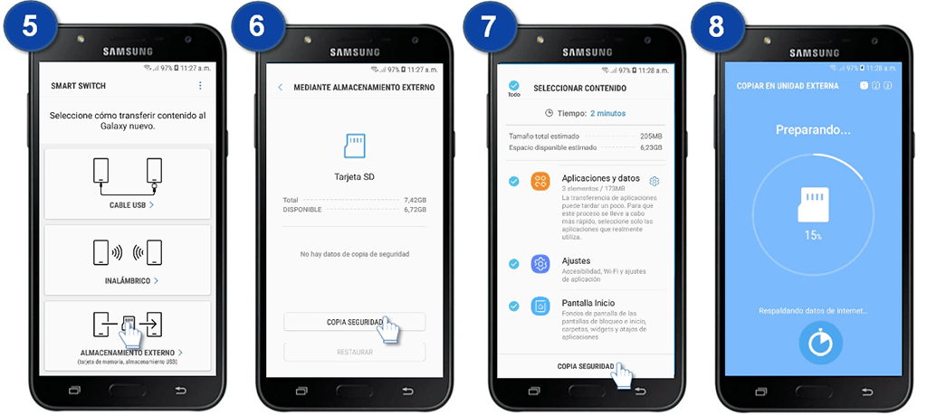 respaldar Samsung a tarjeta SD con Smart Swith