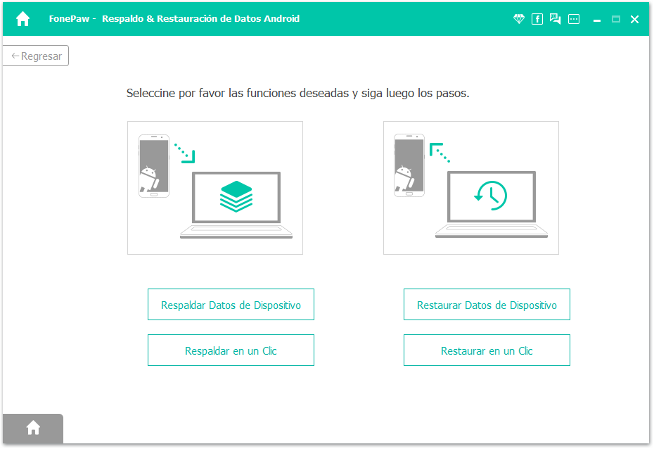 seleccionar modos para respaldar Android