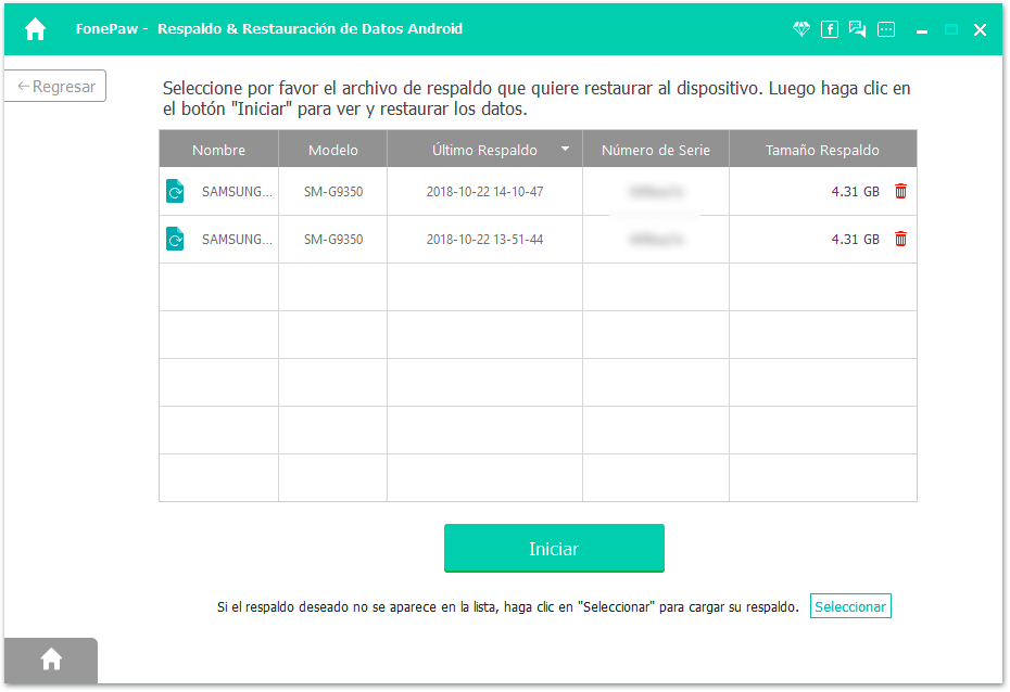 previsualizar respaldo de WIKO