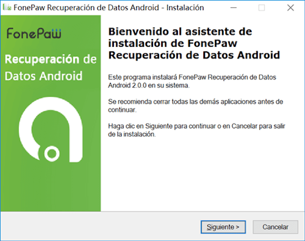 empezar a instalar recuperación de datos android