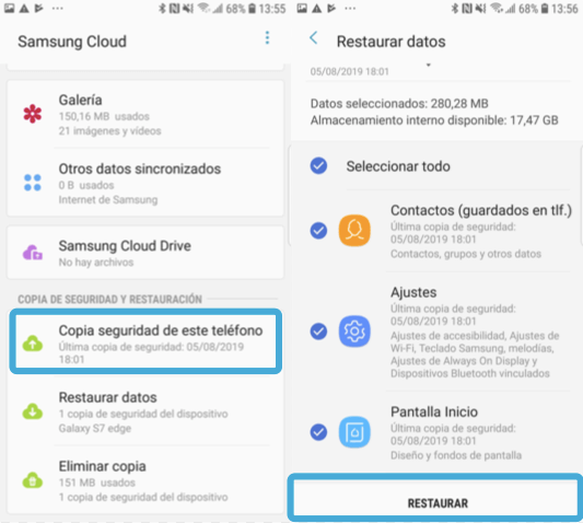 recuperar fotos borrados de Android de Samsung Cloud sin PC