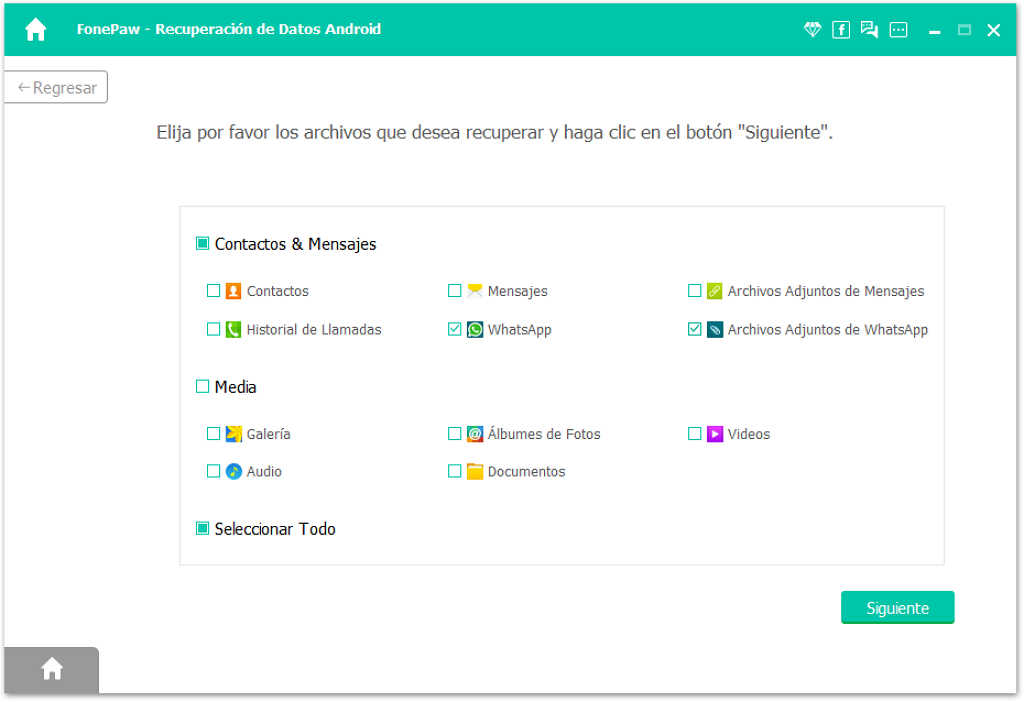 Seleccionar WhatsApp para escanear