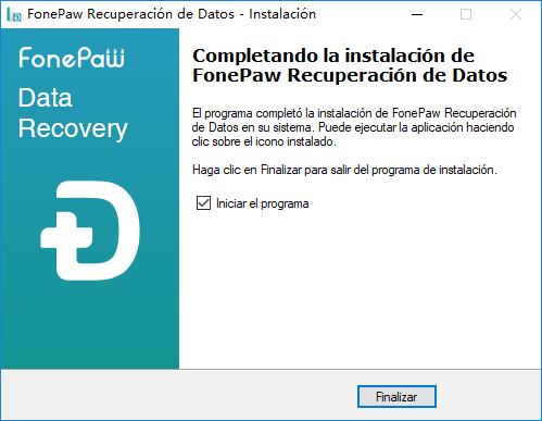 finalizar la instalación de recuperación de datos