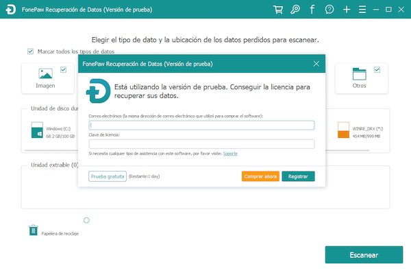 finalizar el registro de recuperación de datos