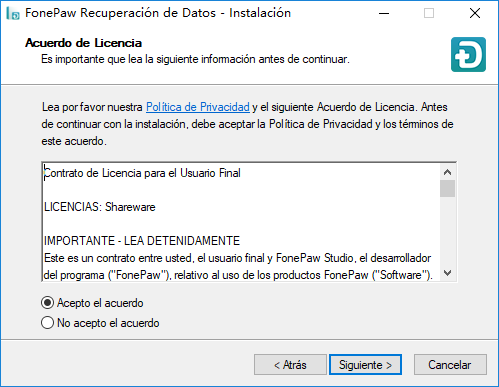 instalar fonepaw recuperación de datos