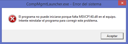 no encontrarse MSVCP140.dll