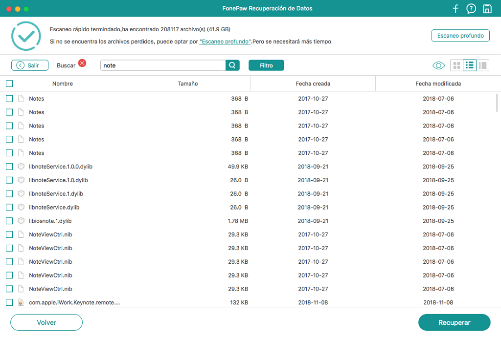 recuperar notas con Recuperación de Datos Mac