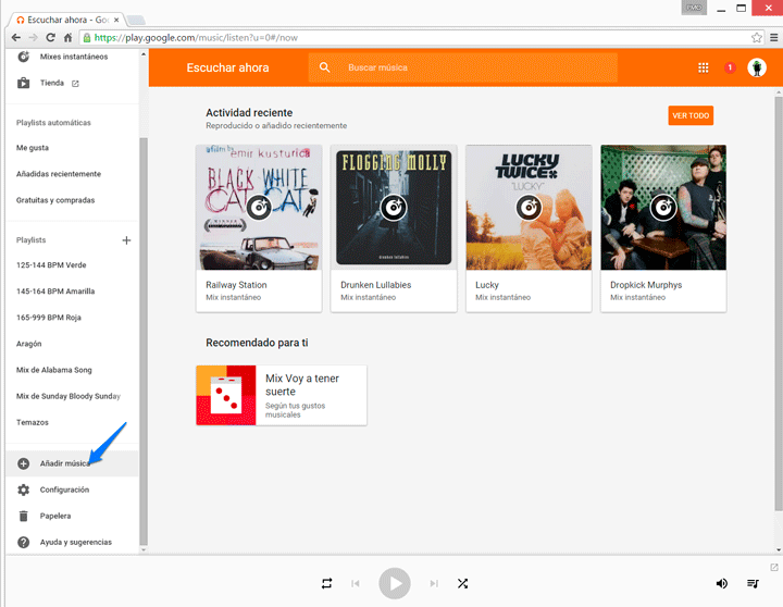 añadir música a Google Play Music
