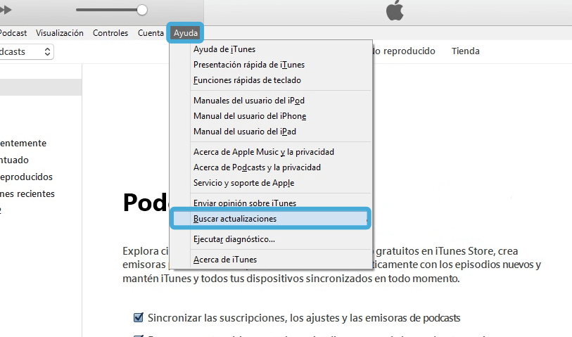 bucar actualizaciones de iTunes