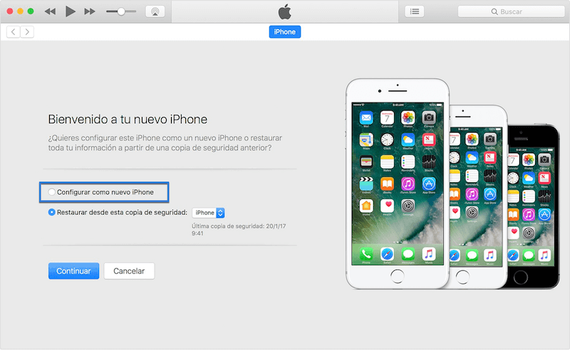 configurar como nuevo iPhone