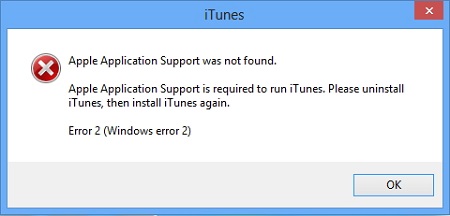 no se encontró Apple Application Support