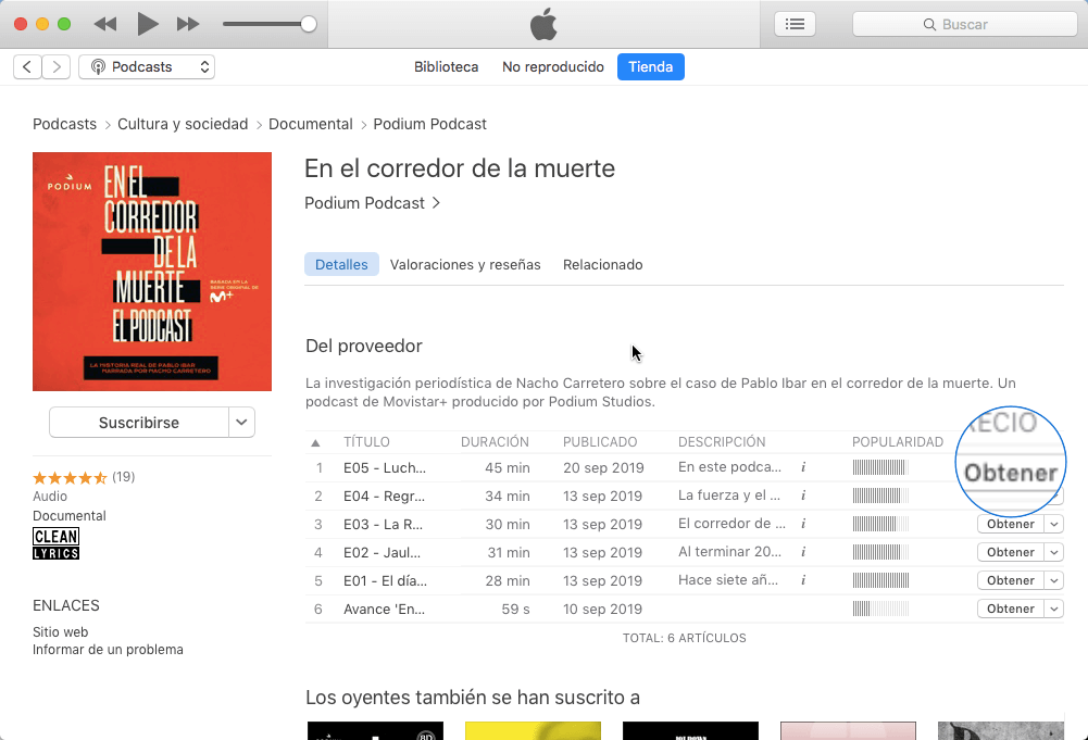 obtener podcasts en iTunes