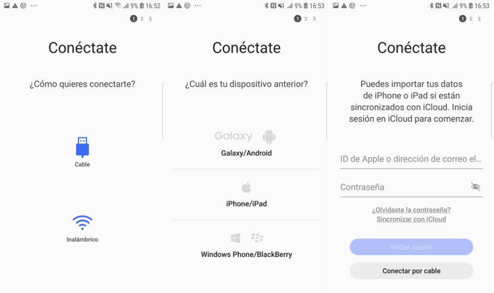 iniciar sesión a iCloud en Smart Switch