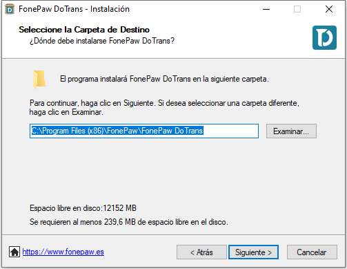 Seleccionar la carpeta de destino