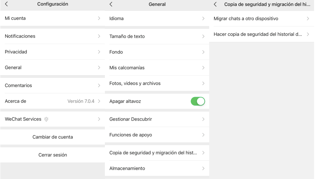 hacer copia de seguridad de conversaciones WeChat en iPhone