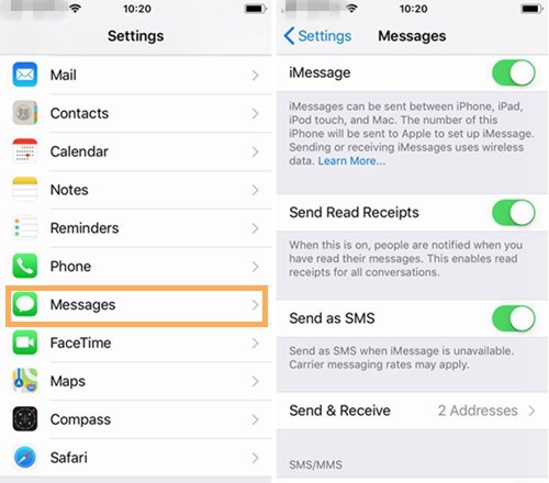 activar iMessage en iPhone