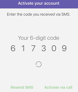 activar cuenta de Viber via SMS