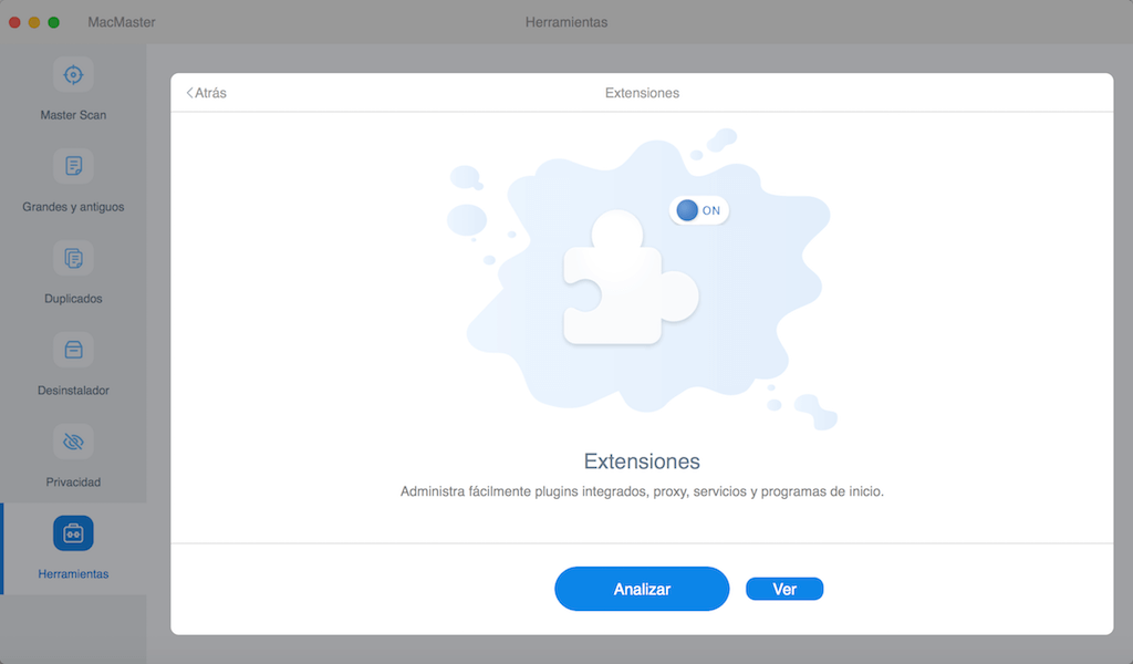administrar extensiones en Mac