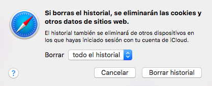 Borrar historial de Safari