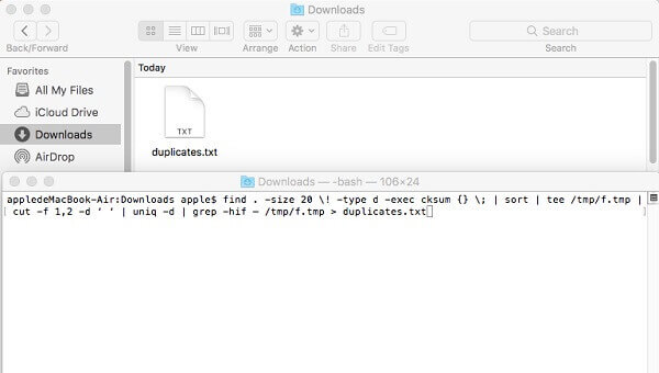 Buscar duplicados con Terminal