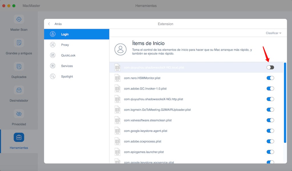 desactivar extensiones y plugins de Mac