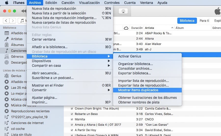 Localizar y eliminar canciones duplicadas con iTunes