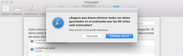 Eliminar caché en Safari