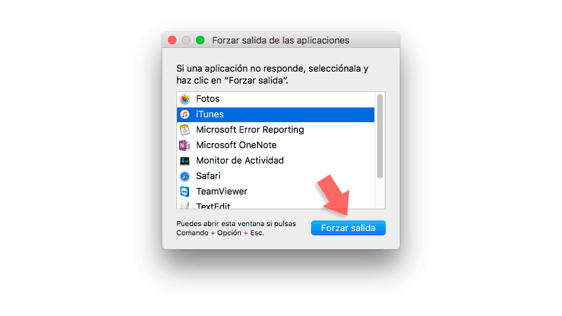 forzar salida de las aplicaciones Mac