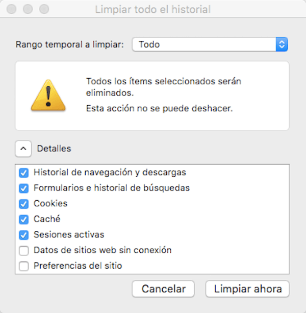 Limpiar historial de navegación en Firefox