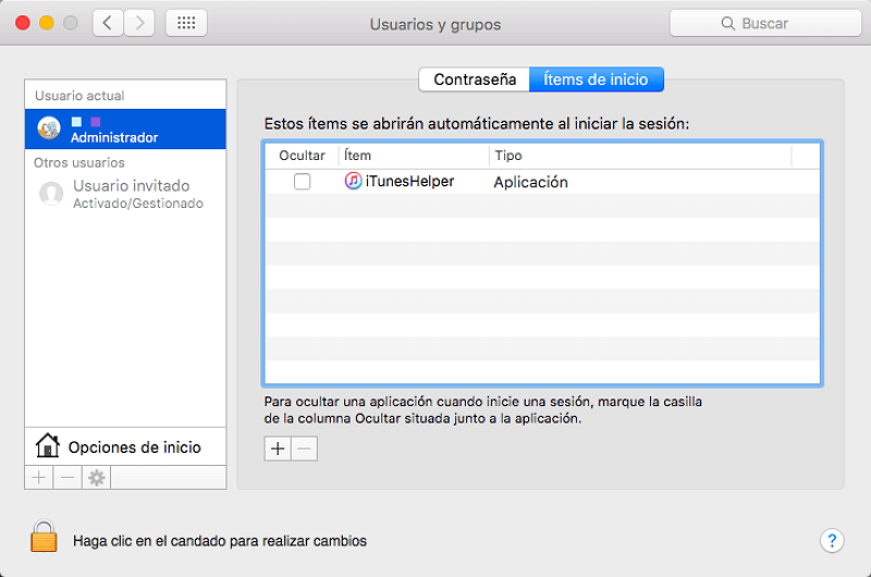ocultar aplicación al iniciar sesión en Mac