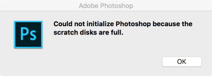 no se ha podido iniciar Photoshop porque los discos de memoria virtual estan llenos<