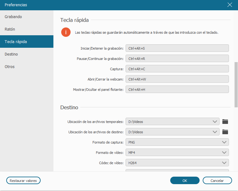 personaliar las teclas rápidas