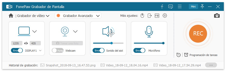 personaliar las configuraciones de Grabador de Pantalla