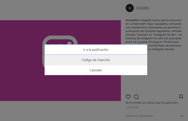 ir la la publicación de Instagram