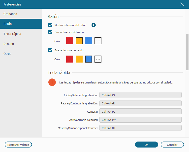 configurar el ratón