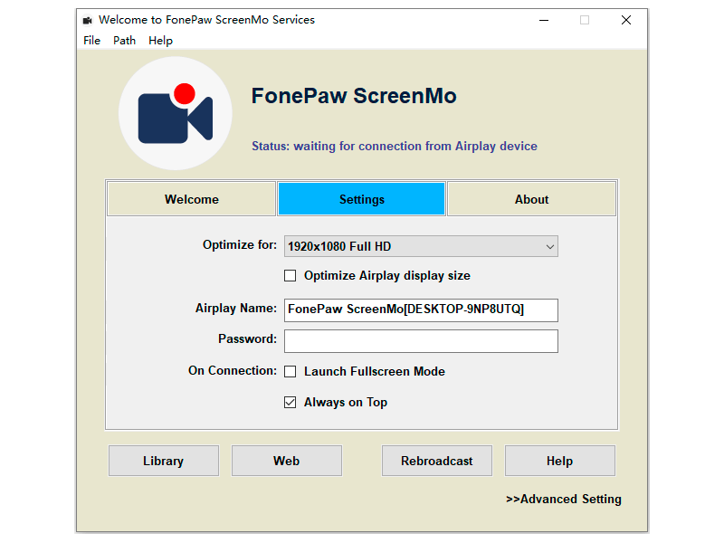 ajustes de FonePaw ScreenMo