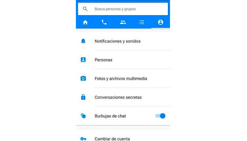 activar burbujas de chat messenger Android