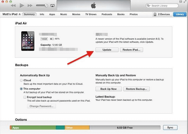 actualizar iOS por iTunes