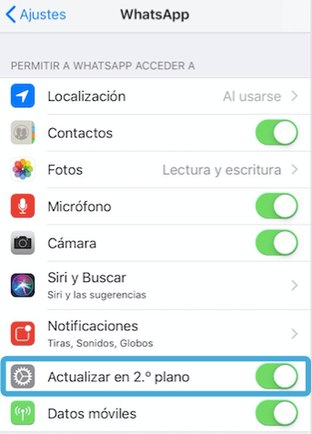 actualizar WhatsApp en segundo plano iPhone