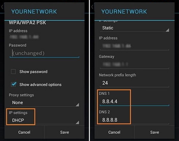 cambiar DNS en Android cuando no carga Snapchat