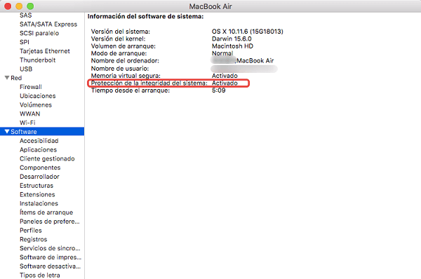 ubicar Protección de la integridad del sistema