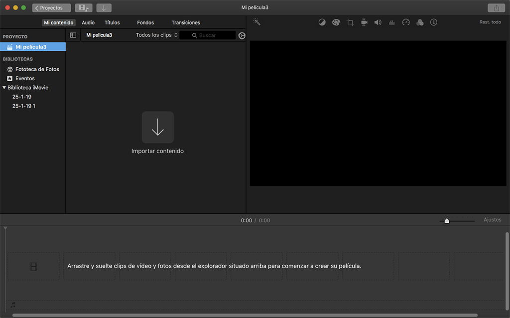 importar contenido a iMovie