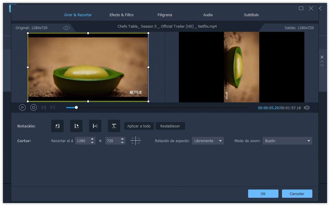 rotar vídeo de iMovie a 90 grados